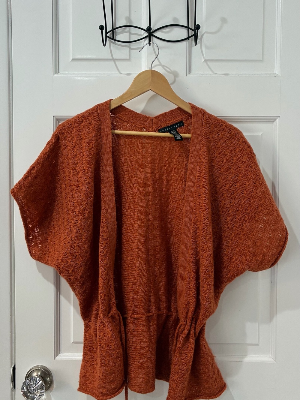 Apostrophe Terracotta Knit Kimono Cardigan with Tie Waist, Large